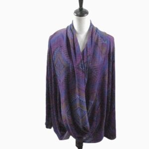 Hot Ginger Purple Aztec Pattern Wrap Style Top Size 1XL
